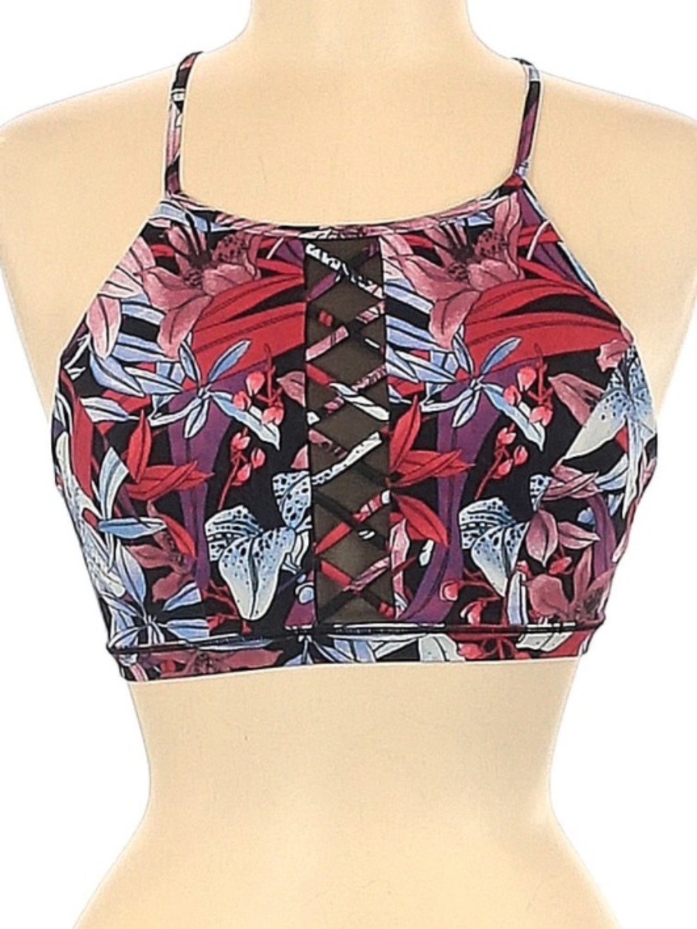 lululemon athletica Floral Strappy High-Neck Shoreline Swim Top Size 2
